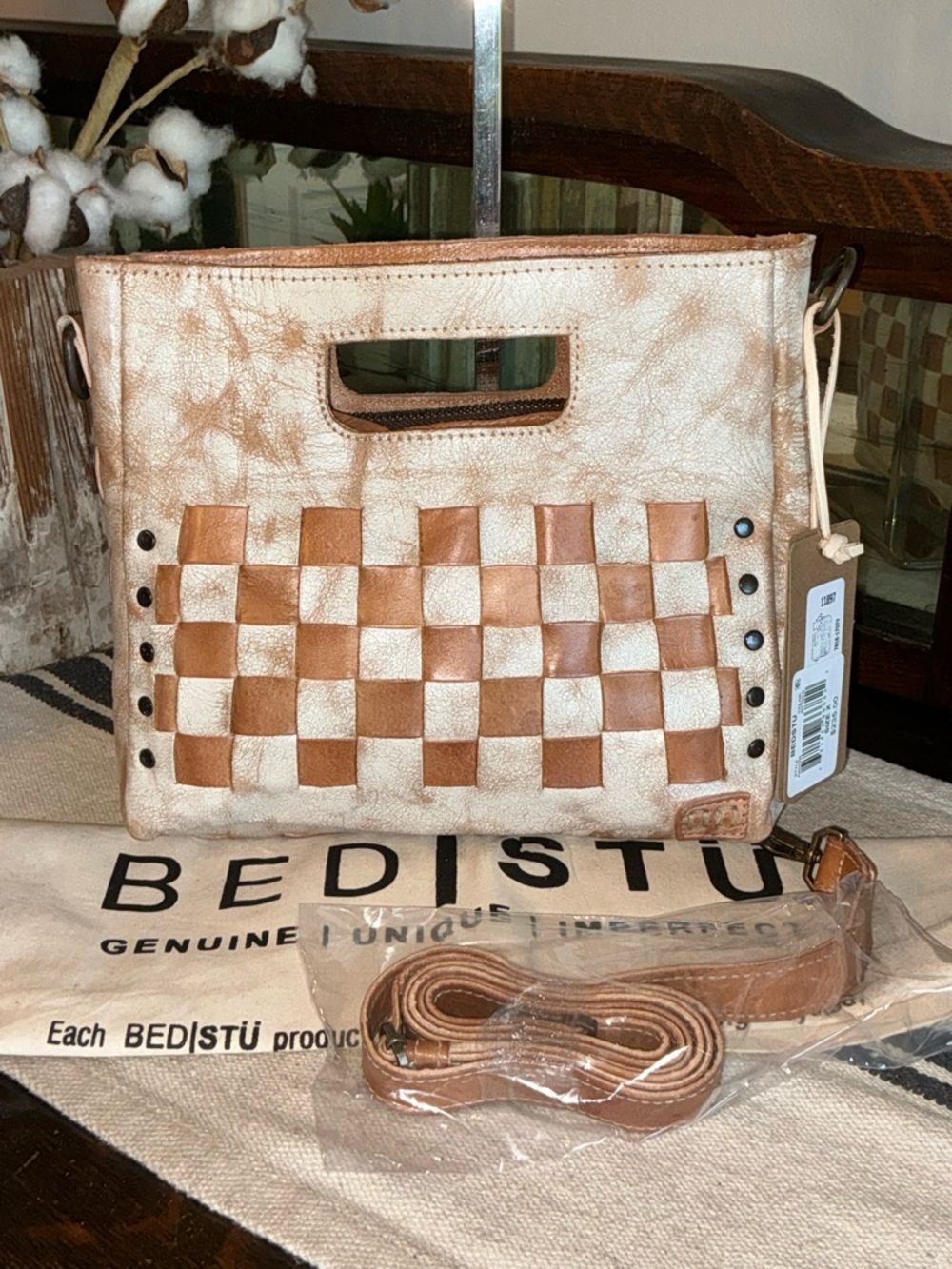 NWT Bed Stu Leather Keiki Crossbody Bag Handbag Nectar Lux Tan Rustic MSRP $235